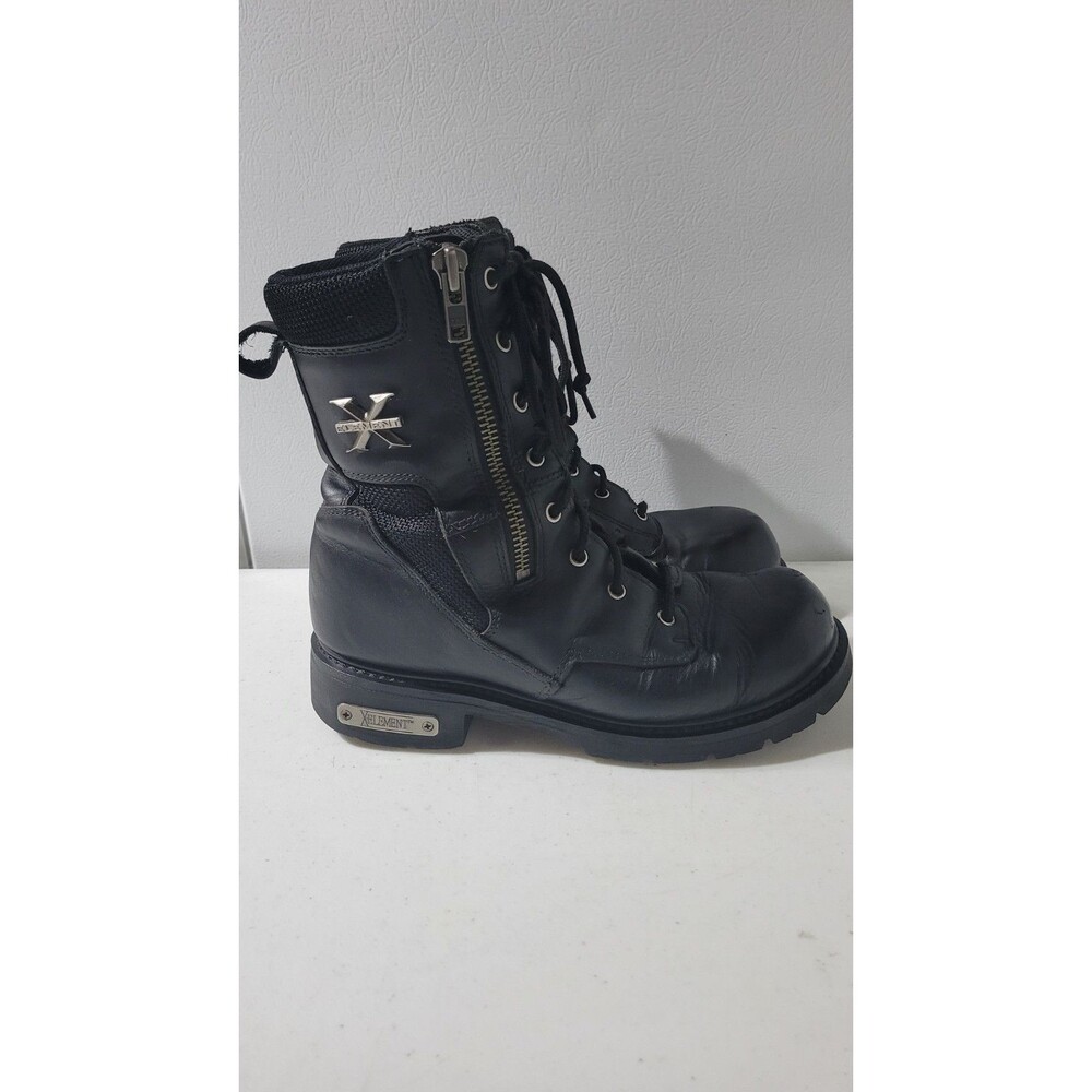 Xelement Black Leather Motorcycle Boots Side Zipper Mens Size 9 - Picture 4 of 7
